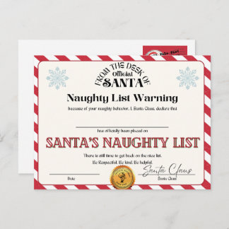 Cartão Postal Lista de Travessos do Papai Noel