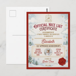 Cartão Postal Lista Legal Bonito Certificado de Natal Foto Verme