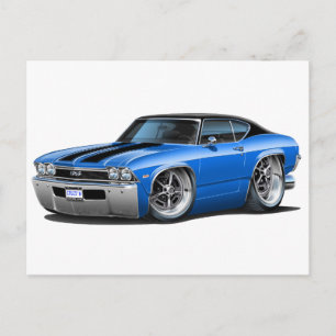 Cartão Postal Listras 1968 Azul-Pretas de Chevelle