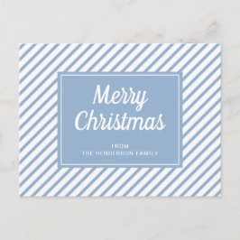 Cartão Postal Listras Azuis Modernas Feliz Natal