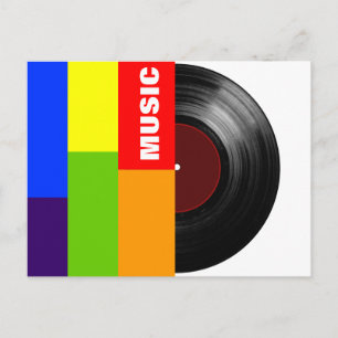 Cartão Postal listras coloridas música vinil