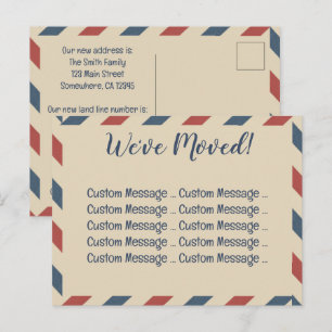 Cartão Postal Listras de correio aéreo vintage, indústria de via