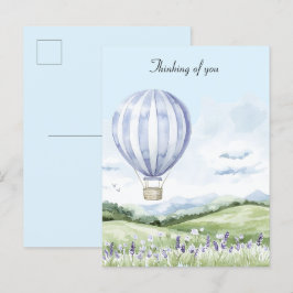 Cartão Postal Listras de Lavanda Balão Flora Pensando em você