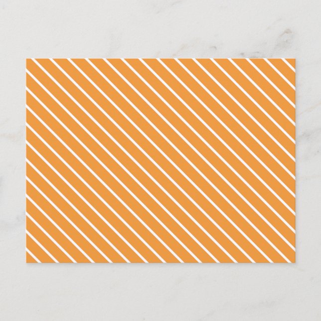 Cartão Postal Listras diagonais - laranja e branco (Frente)