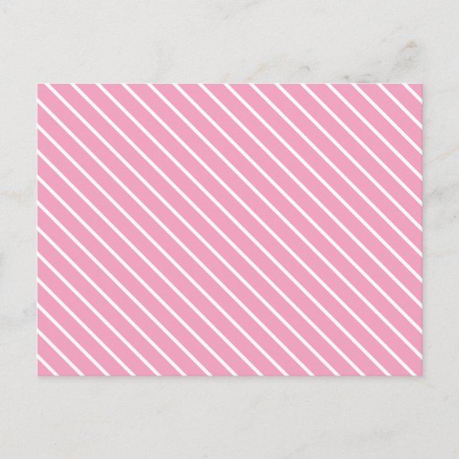Cartão Postal Listras diagonais - rosa concha e branco (Frente)