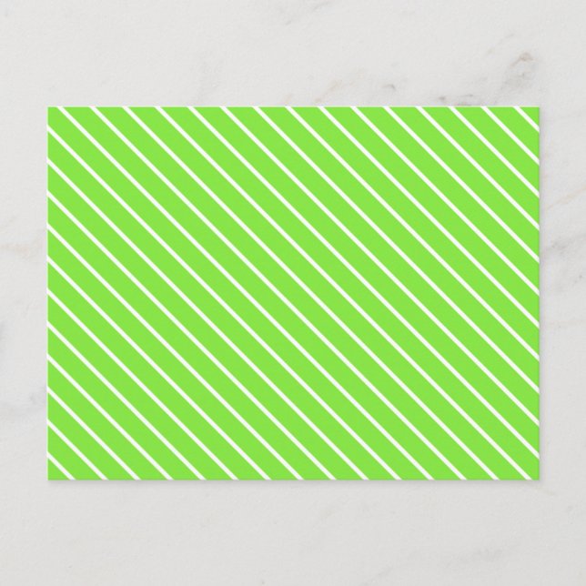 Cartão Postal Listras diagonais - verde lima e branco (Frente)