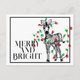 Cartão Postal Listras festivas de Natal Zebras | luzes cintilant