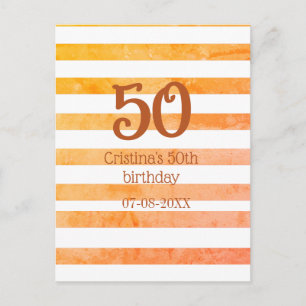 Cartão Postal Listras laranja vermelhas 50º aniversário marrom n