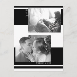 Cartão Postal Listras Minimalistas Casamento Preto e Branco