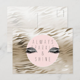Cartão Postal Listras Olhos Brilho Prata Glamouroso Dourado