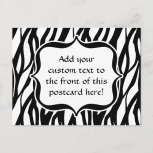Cartão Postal Listras Pretas/Brancas Funky Monograma de Zebra