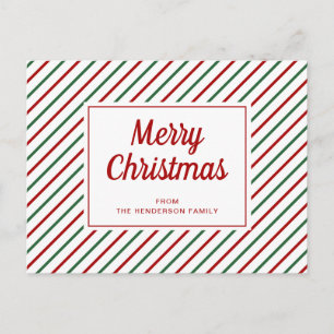 Cartão Postal Listras Vermelhas E Verdes Modernas Feliz Natal