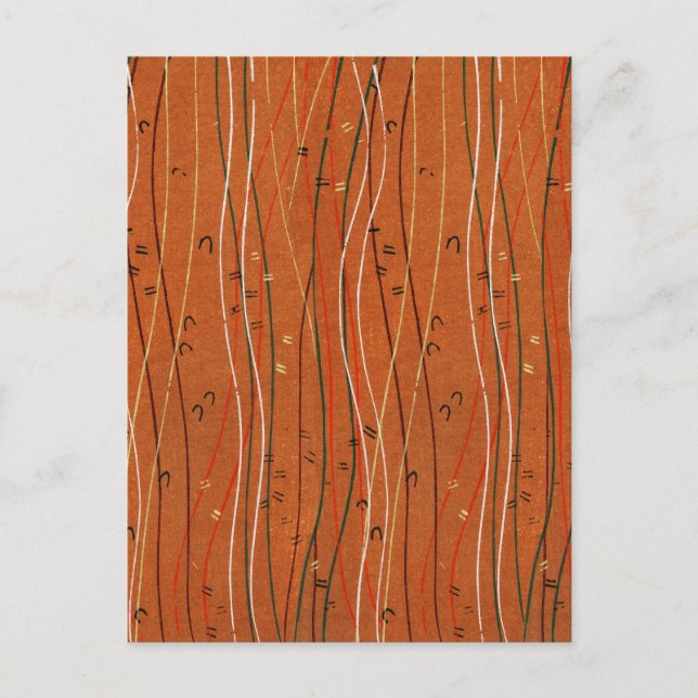 Cartão Postal Listras Vermelhas Onduladas: Arte Abstrata Japones (Frente)