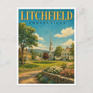 Cartão Postal Litchfield Connecticut Village Green GeoSaga