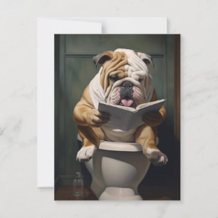 Cartão Postal Literário Bulldog   Engraçado Bathroom Humor