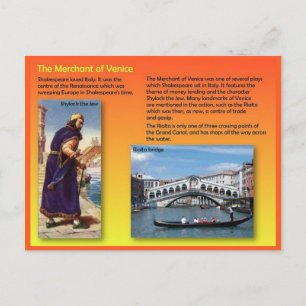 Cartão Postal Literatura, Shakespeare, comerciante de Veneza