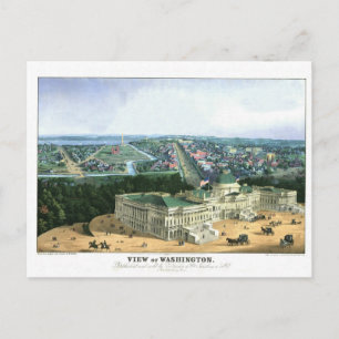 Cartão Postal Lithógrafo a cores 1852 - Vista de Washington