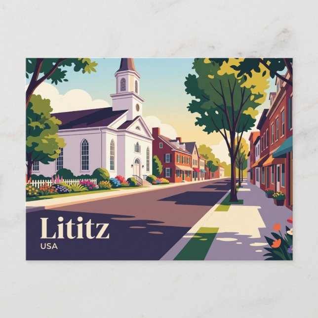 Cartão Postal Lititz Pensilvânia (Frente)