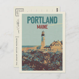 Cartão Postal Litoral de Farol Portland Maine EUA