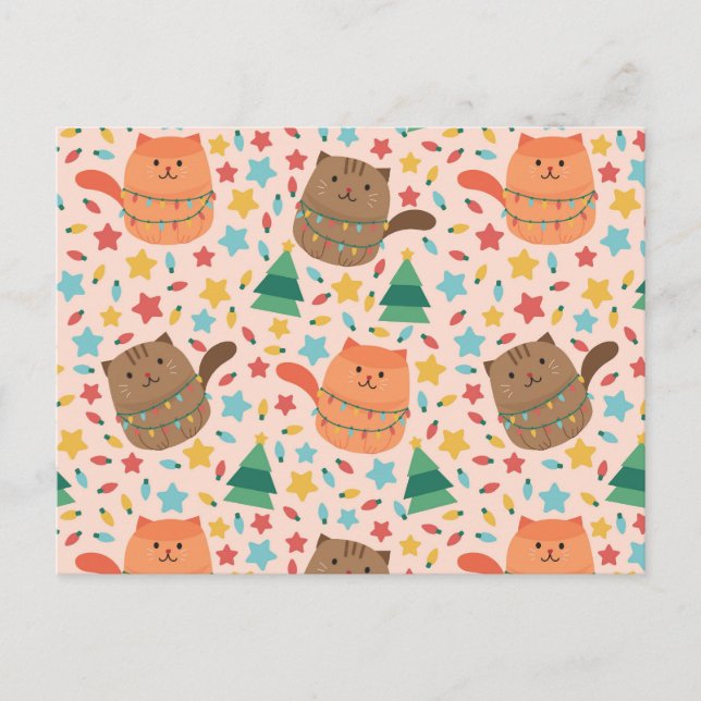 Cartão Postal Little and Cute Christmas Kitten (Frente)
