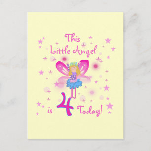 Cartão Postal Little Angel 4th Birthday T-shirts e presentes