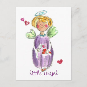 Cartão Postal Little Angel Hearts and Love