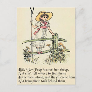 Cartão Postal Little Bo-Peep: Clássica Kate Greenaway Berçário