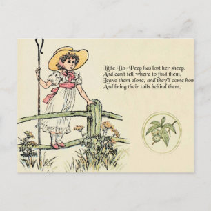Cartão Postal Little Bo-Peep: Clássico de Kate Greenaway Nursery