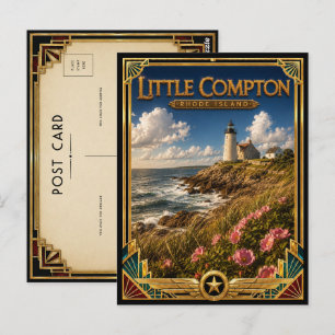 Cartão Postal Little Compton Rhode Island Arte Deco Vintage