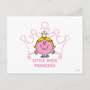 Cartão Postal Little Miss Princesa   Coroa Cor-de-rosa 5 Pontas