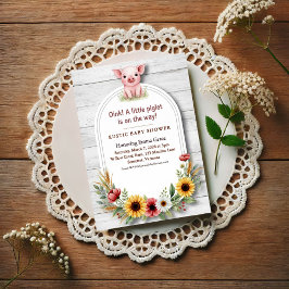 Cartão Postal Little Piglet Sunflower Farm Baby Shower