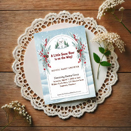 Cartão Postal Little Polar Bear Winter Baby Shower Invitation
