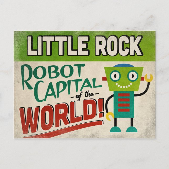 Cartão Postal Little Rock Arkansas Robot - Engraçado Vintage (Frente)