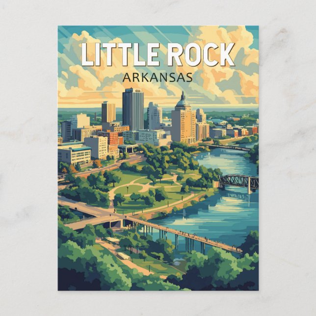 Cartão Postal Little Rock Arkansas Viagem Art Vintage (Frente)