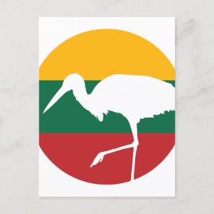 Cartão Postal Lituânia Stork Bandeira Nacional de Animais da Lit