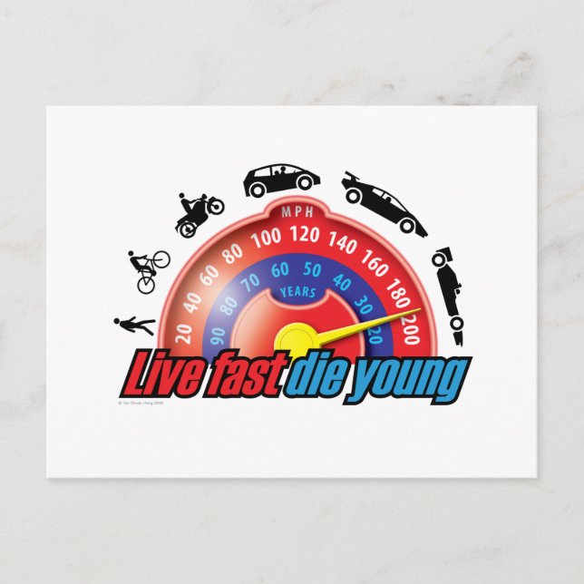 Cartão Postal Live Fast Die Young (Frente)