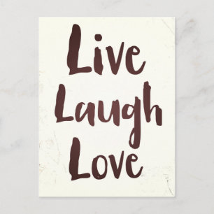Cartão Postal Live Laugh Love - citação inspiradora de vintage