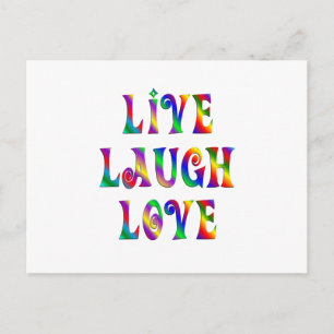 Cartão Postal Live Laugh Love Colorful Words
