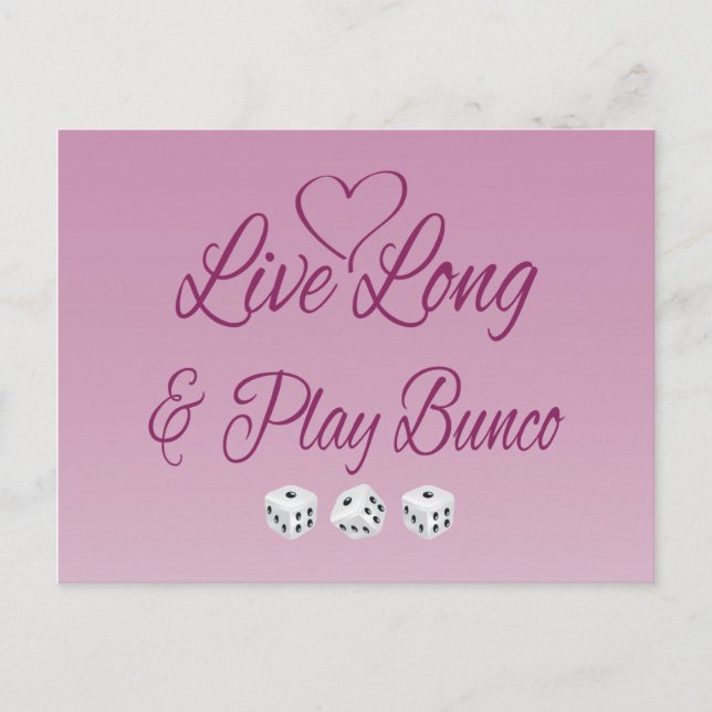 Cartão Postal Live Long and Play Bunco (Frente)