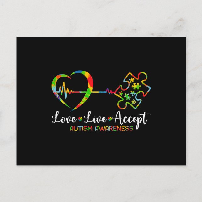 Cartão Postal Live Love Accept Autism Awareness Men Women Kids G (Frente)