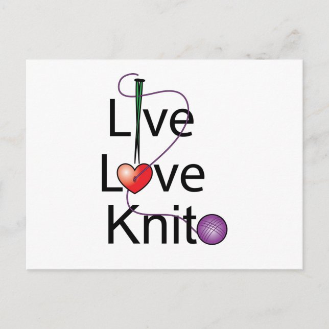 Cartão Postal Live Love Knit (Frente)