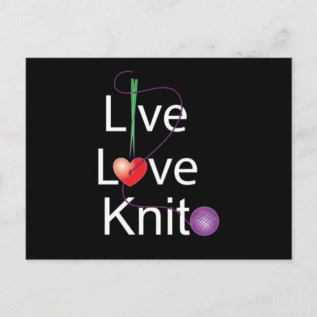 Cartão Postal Live Love Knit (Frente)