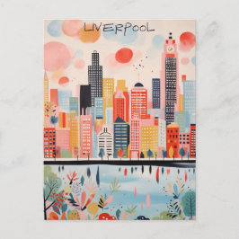 Cartão Postal Liverpool Inglaterra Viagem Cidade Pintura Estétic
