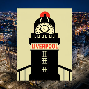 Cartão Postal Liverpool UK Minimalista Clock Tower Viagem