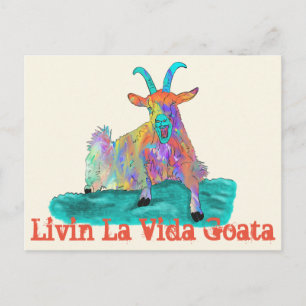 Cartão Postal Livin La Vida Goata Funny Screaming Goat Design