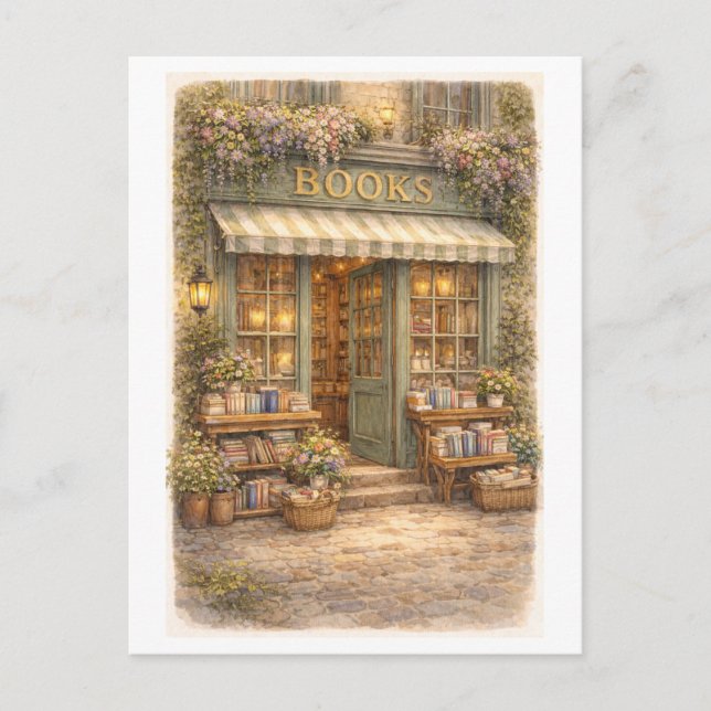 Cartão Postal Livraria em Estilo Vintage (Frente)