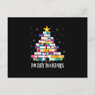 Cartão Postal Livro Bibliotecário Livros Sobre Árvore de Natal F