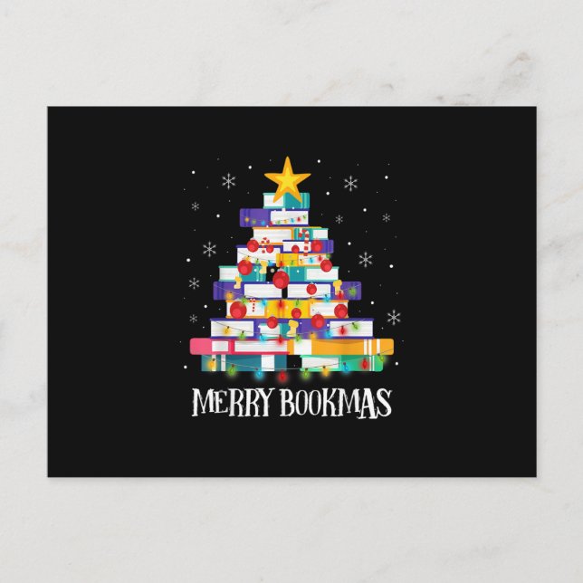 Cartão Postal Livro Bibliotecário Livros Sobre Árvore de Natal F (Frente)