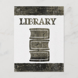 Cartão Postal Livro da Biblioteca Preta e Branca