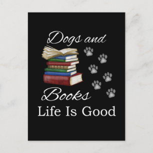 Cartão Postal Livro de Cachorro Engraçado A Vida é Boa Amante de